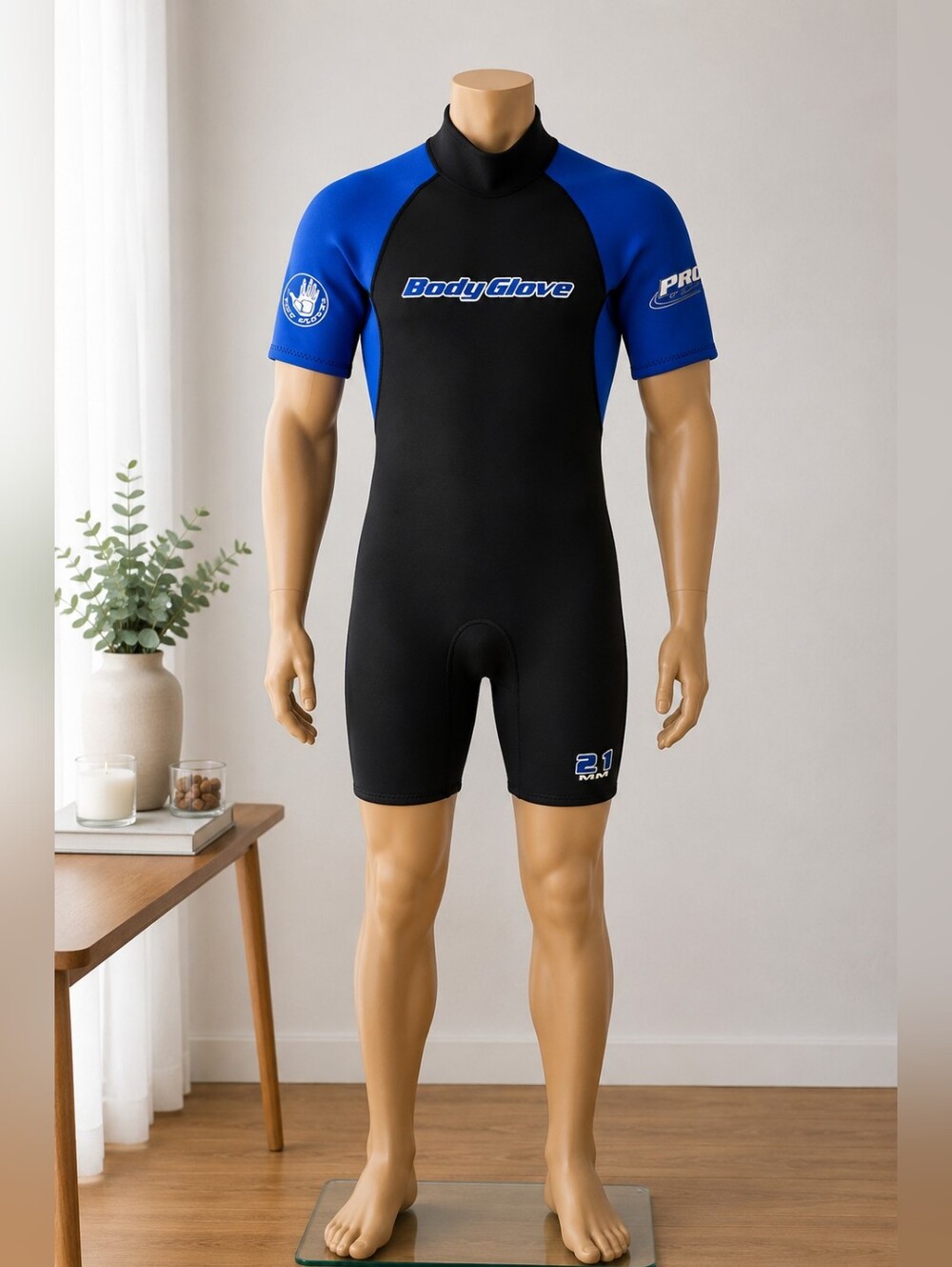 Body Glove Pro 2.1mm Wetsuit Men's Size S Black Blue Shorty Back Zip